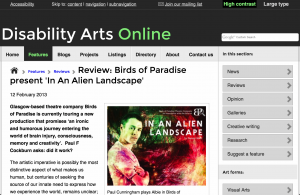 Review page from DisabilityArtsOnline.com.