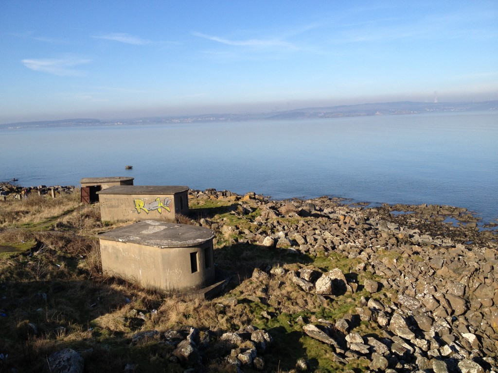 Abandoned Second World War facilities on the eastern side of Cramond Island.