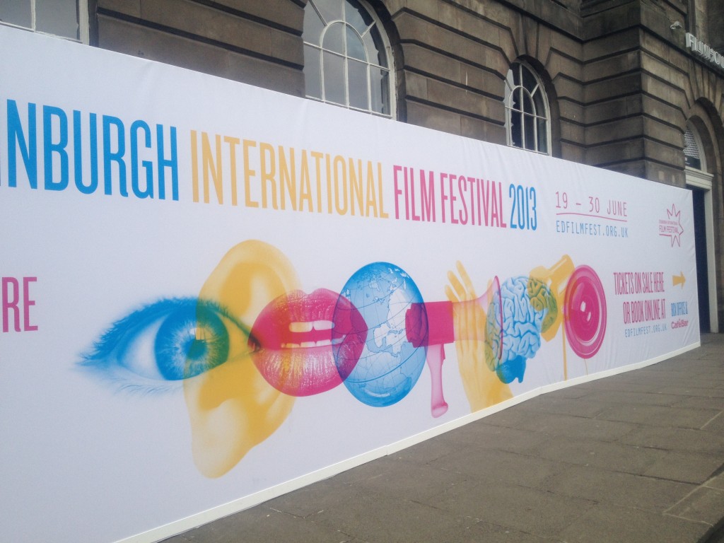 Edinburgh International Film Festival signage outside main venue Filmhouse, Edinburgh.